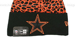 Cowboys PEBBLE-POP Black-Orange Knit Beanie Hat by New Era - 2nd View