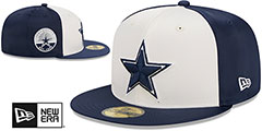 Cowboys SATIN SIDE-PATCH White-Navy Fitted Hat by New Era - 2nd View