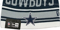 Cowboys SNOW-TOP SKULLIE White Knit Beanie Hat by New Era - 2nd View