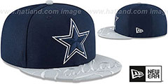 Cowboys VISOR-SCRIPT Navy-Grey Fitted Hat by New Era - 2nd View