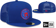 Cubs 2022-23 BATTING PRACTICE TRUCKER Royal Fitted Hat by New Era - 2nd View