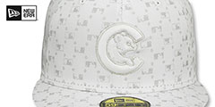 Cubs ALT MLB FLOCKING White-Grey Fitted Hat by New Era - 2nd View