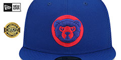 Cubs BATTING PRACTICE TRUCKER Royal Fitted Hat by New Era - 2nd View