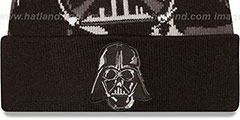 Darth Vader LOGO WHIZ Grey-Black Knit Beanie Hat by New Era - 2nd View