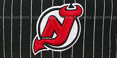 Devils PINSTRIPE 2T TEAM-BASIC SNAPBACK Black-Red Adjustable Hat by Mitchell and Ness - 2nd View