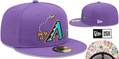 Diamondbacks COOP FLORAL WATERCOLORS Purple Fitted Hat by New Era - 2nd View