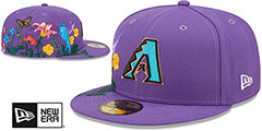 Diamondbacks COOPERSTOWN SIDE-BLOOM Purple Fitted Hat by New Era - 2nd View