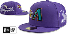 Diamondbacks HISTORIC CHAMPIONS Purple Fitted Hat by New Era - 2nd View