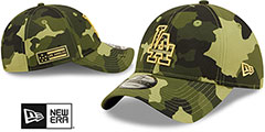 Dodgers 2022 ARMED FORCES STARS N STRIPES STRAPBACK Hat by New Era - 2nd View