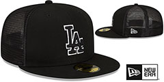 Dodgers BATTING PRACTICE TRUCKER Black-White Fitted Hat by New Era - 2nd View