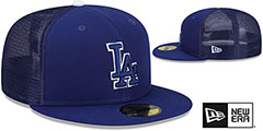 Dodgers BATTING PRACTICE TRUCKER Royal Fitted Hat by New Era - 2nd View