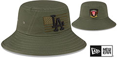 Dodgers 2023 ARMED FORCES STARS N STRIPES BUCKET Hat by New Era - 2nd View