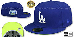 Dodgers 50TH ANNIVERSARY YELLOW-BOTTOM Royal Fitted Hat by New Era - 2nd View