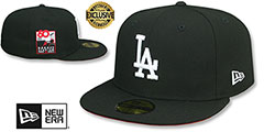 Dodgers 60TH STADIUM RED-BOTTOM Black Fitted Hat by New Era - 2nd View