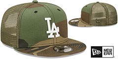 Dodgers ARMY CAMO TRUCKER Hat by New Era - 2nd View