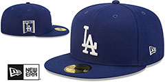 Dodgers BANNER SIDE-PATCH Royal Fitted Hat by New Era - 2nd View