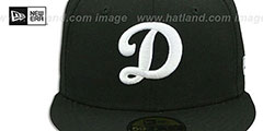 Dodgers D TEAM-BASIC Black-White Fitted Hat by New Era - 2nd View