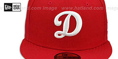 Dodgers D TEAM-BASIC Red-White Fitted Hat by New Era - 2nd View