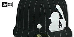 Dodgers MLB SILHOUETTE PINSTRIPE Black-White Fitted Hat by New Era - 2nd View