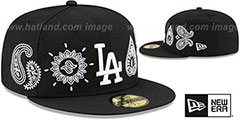 Dodgers PAISLEY ELEMENTS Black Fitted Hat by New Era - 2nd View