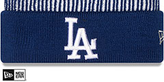 Dodgers STRIPED Knit Beanie Hat by New Era - 2nd View