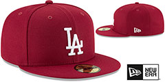 Dodgers TEAM-BASIC Burgundy-White Fitted Hat by New Era - 2nd View