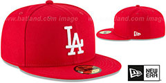 Dodgers TEAM-BASIC Red-White Fitted Hat by New Era - 2nd View