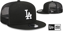 Dodgers TEAM-BASIC TRUCKER SNAPBACK Black-White Hat by New Era - 2nd View