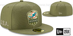 Dolphins 2019 SALUTE-TO-SERVICE Olive Fitted Hat by New Era - 2nd View