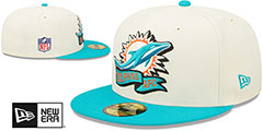 Dolphins 2022 NFL SIDELINE Cream-Aqua Fitted Hat by New Era - 2nd View