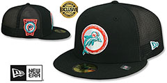 Dolphins 30TH MESH-BACK SIDE-PATCH Black-Black Fitted Hat by New Era - 2nd View