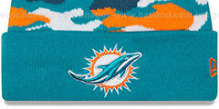 Dolphins CAMO CAPTIVATE Knit Beanie Hat by New Era - 2nd View