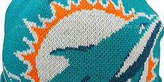 Dolphins NFL-BIGGIE Aqua Knit Beanie Hat by New Era - 2nd View