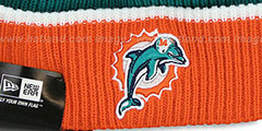 Dolphins NFL FIRESIDE Aqua-Orange Knit Beanie Hat by New Era - 2nd View