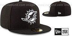 Dolphins NFL TEAM-BASIC Black-White Fitted Hat by New Era - 2nd View