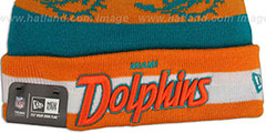 Dolphins REPEATER SCRIPT Knit Beanie Hat by New Era - 2nd View