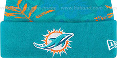 Dolphins SNOW-TROPICS Aqua Knit Beanie Hat by New Era - 2nd View