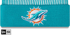 Dolphins STRIPED Knit Beanie Hat by New Era - 2nd View