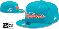 Dolphins TEAM-SCRIPT SNAPBACK Aqua Hat by New Era - 2nd View