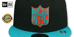 Dolphins THROWBACK NFL SHIELD-BASIC Black-Aqua Fitted Hat by New Era - 2nd View