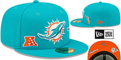 Dolphins TRIPLE THREAT IDENTITY Aqua Fitted Hat by New Era - 2nd View