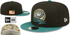 Eagles 2022 SALUTE-TO-SERVICE SNAPBACK Black-Green Hat by New Era - 2nd View