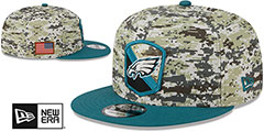 Eagles 2023 SALUTE-TO-SERVICE SNAPBACK Camo-Green Hat by New Era - 2nd View