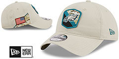 Eagles 2023 SALUTE-TO-SERVICE STRAPBACK Stone Hat by New Era - 2nd View