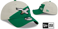 Eagles HISTORIC SIDELINE STRAPBACK Tan-Green Hat by New Era - 2nd View