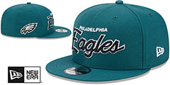 Eagles TEAM-SCRIPT SNAPBACK Green Hat by New Era - 2nd View