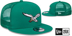 Eagles THROWBACK TEAM-BASIC TRUCKER SNAPBACK Kelly Hat by New Era - 2nd View