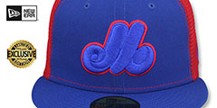 Expos 2T BATTING PRACTICE TRUCKER Royal-Red Fitted Hat by New Era - 2nd View