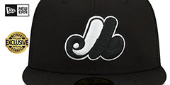 Expos BATTING PRACTICE TRUCKER Black-White Fitted Hat by New Era - 2nd View