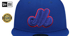 Expos BATTING PRACTICE TRUCKER Royal Fitted Hat by New Era - 2nd View